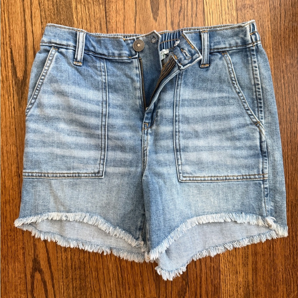 Aerie Light Blue Frayed Jean Shorts